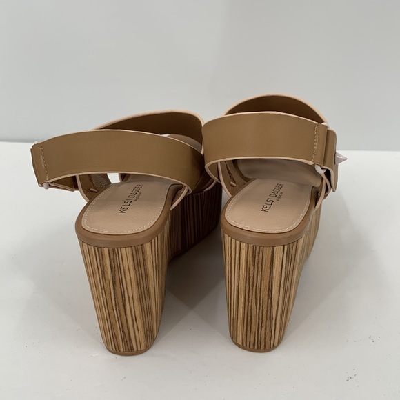 Kelsi Dagger Nash platform wedge sandal shoe nude tan leather double strap new 6 - Picture 5 of 7